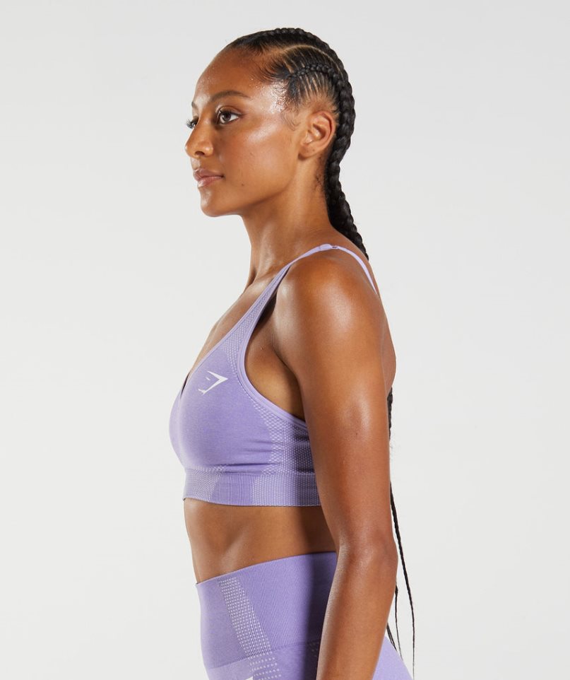 Women's Gymshark Vital Seamless 2.0 V Neck Sports Bra Purple | NZ 2CNBIW